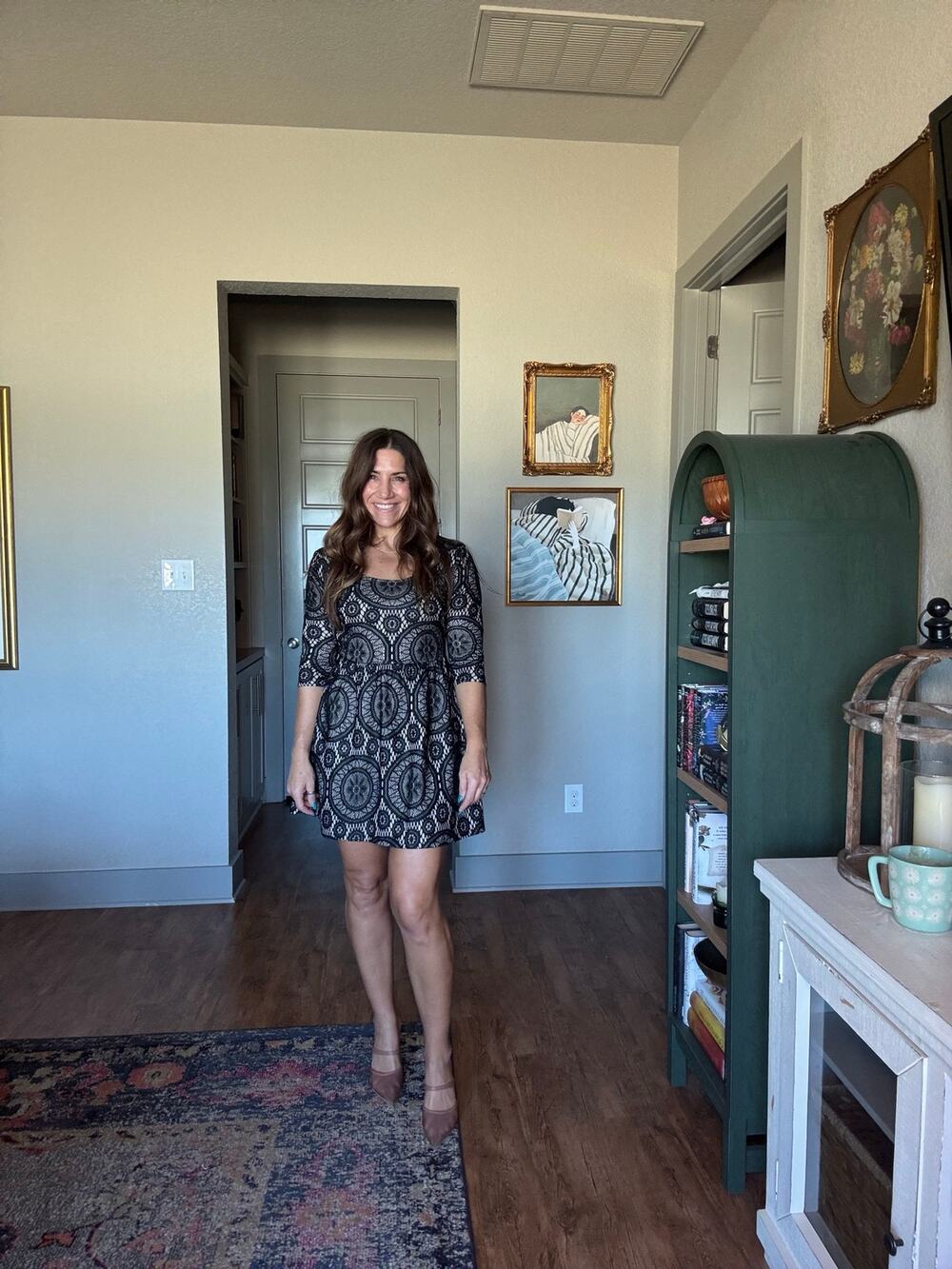 Accidentally in Love Black Medallion Boho Fit & Flare Dress M